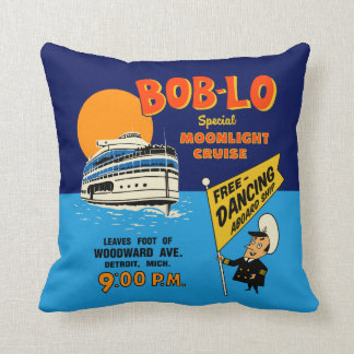 Bob-Lo Special Moonlight Cruise Retro Design Throw Pillow