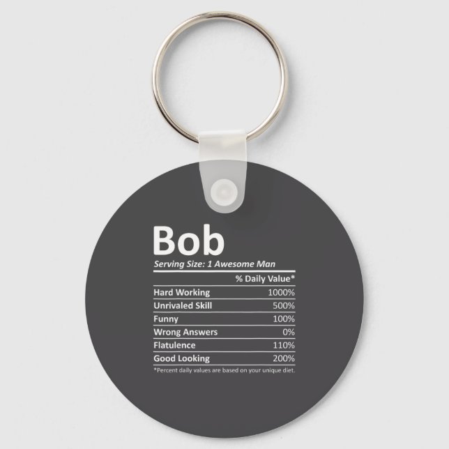 Bob Nutrition Funny Birthday D Name Gif  Keychain (Front)