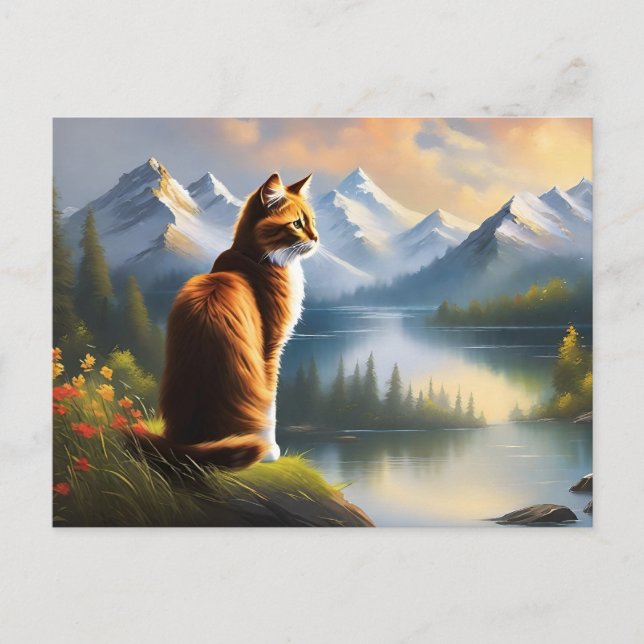 Bob Ross Style Cat Postcard (Front)
