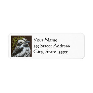 Bob the black and white warbler address label