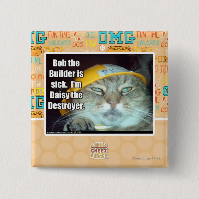 Bob the Builder is sick 2 Inch Square Button (Front)