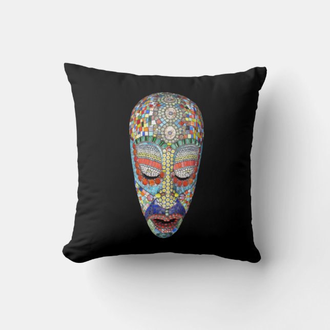 Bob, Why the Long Face? Mosaic Mask Throw Pillow (Front)