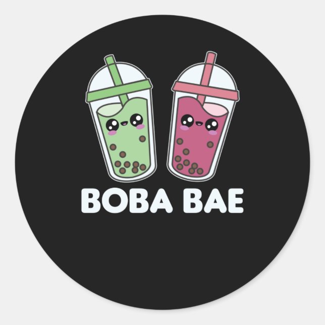 Boba Bae - Bubble Tea Kawaii Boba Tea Love Classic Round Sticker (Front)