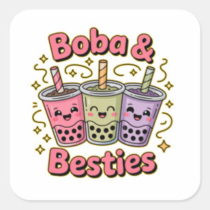 BOBA & Besties Vibes – Perfect for Boba Tea Lovers Square Sticker