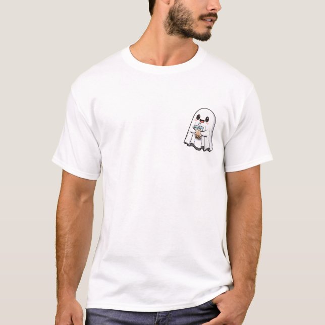 Boba Boo: Adorable Ghost with Bubble Tea T-Shirt (Front)