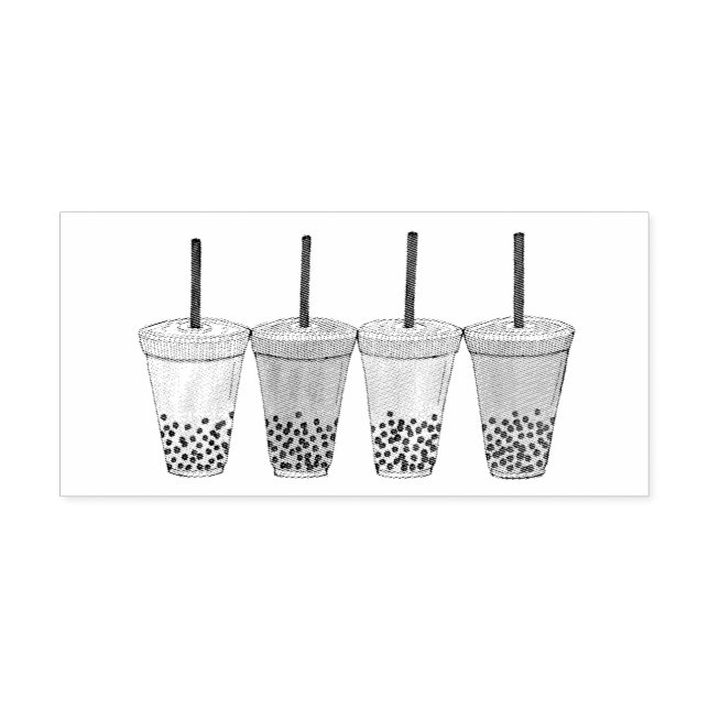 Boba Bubble Tapioca Pearl Milk Tea Drinks Foodie Rubber Stamp (Imprint)