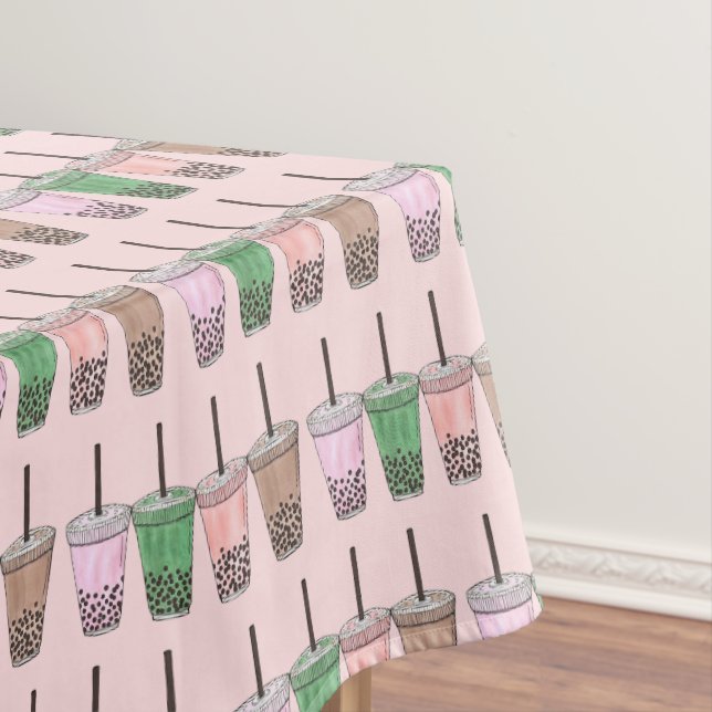 Boba Bubble Tapioca Pearl Milk Tea Drinks Foodie Tablecloth (In Situ)
