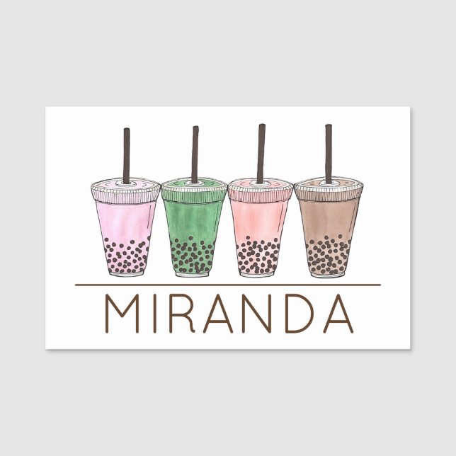 Boba Bubble Tapioca Pearl Milk Tea Shop Drinks Name Tag (Front)