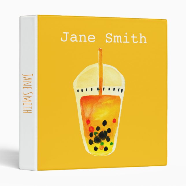 Boba Bubble tea art illustration Binder (Front/Spine)