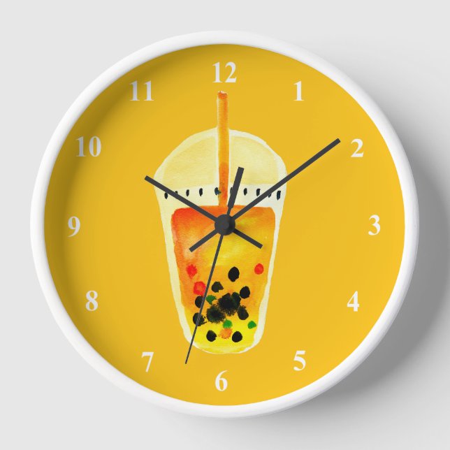 Boba Bubble tea art illustration Clock (Front)