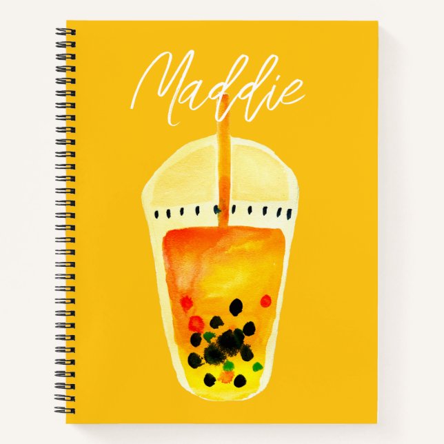 Boba Bubble tea art illustration Notebook (Front)