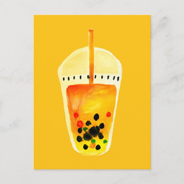 Boba Bubble tea art illustration Postcard (Front)