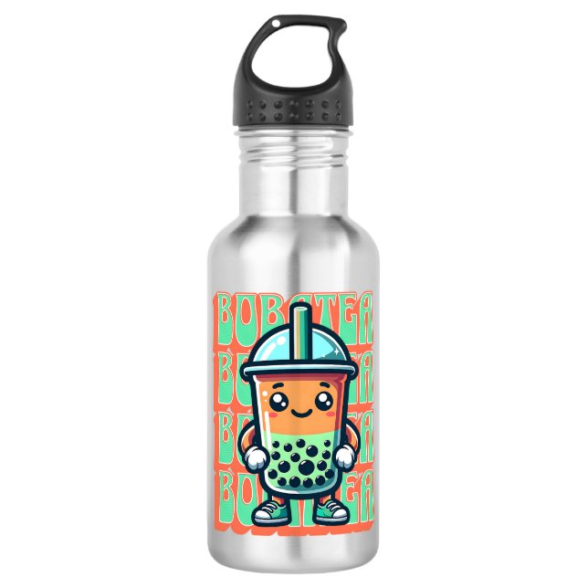 Boba Bubble Tea Kawaii Cute Cartoon 532 Ml Water Bottle (Front)