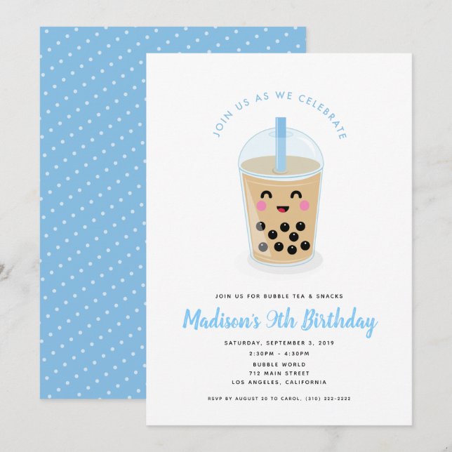 Boba Bubble Tea Party Invitation (Front/Back)