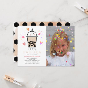 Boba Bubble Tea Party Par-tea Photo Birthday Invitation
