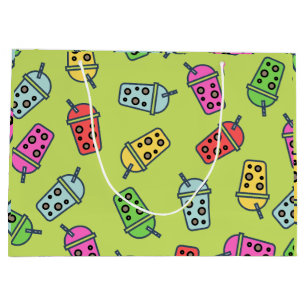 Boba Bubble Tea Pattern Large Gift Bag