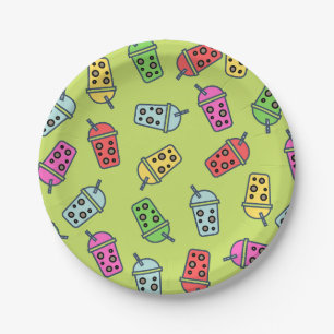Boba Bubble Tea Pattern Paper Plate