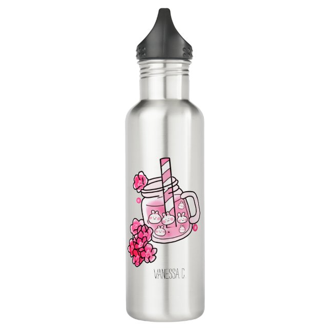 Boba Bunny Kawaii and Cute Tea Pink 710 Ml Water Bottle (Left)