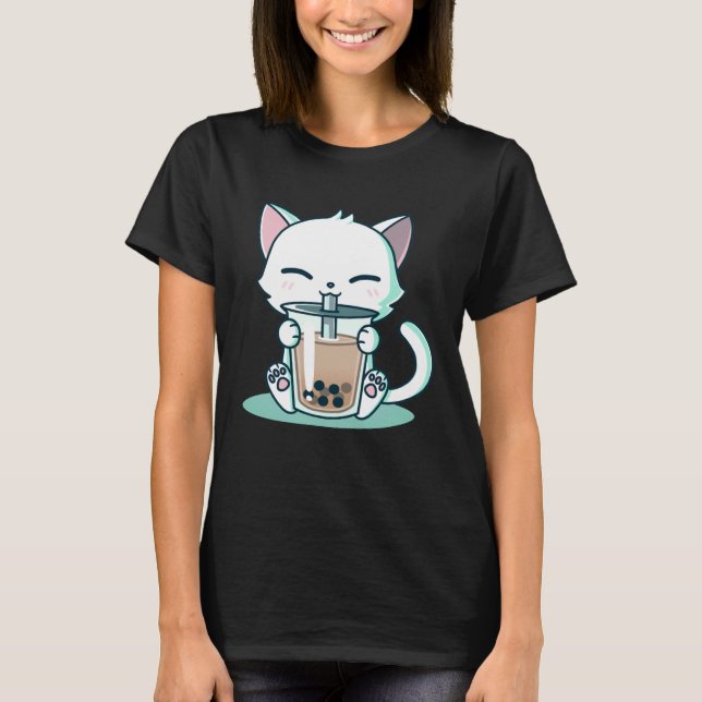 Boba Cat Kitten T-Shirt (Front)