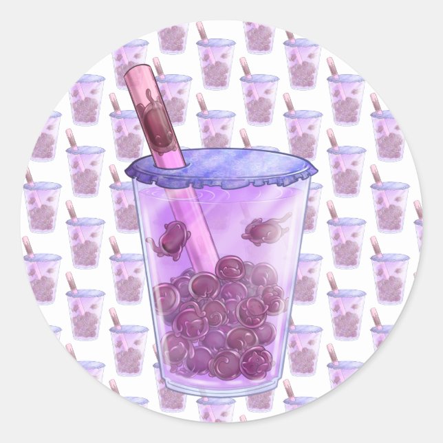 Boba Cats Classic Round Sticker (Front)