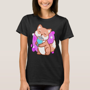 Boba Cute Fox Bubble Tea Neko Girls Gift T-Shirt