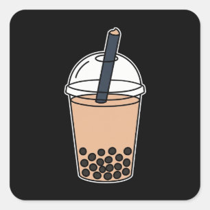 Boba Drink Minimalist Doodle Square Sticker