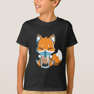 Boba Fox Drinking Cute Kawaii Japanese Foxy Anime T-Shirt