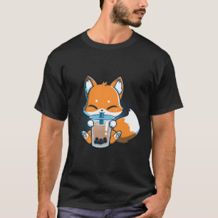 Boba Fox Drinking Kawaii Japanese Foxy Anime T-Shirt
