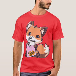 Boba Fox Shirt Drinking Cute Kawaii Japanese Foxy