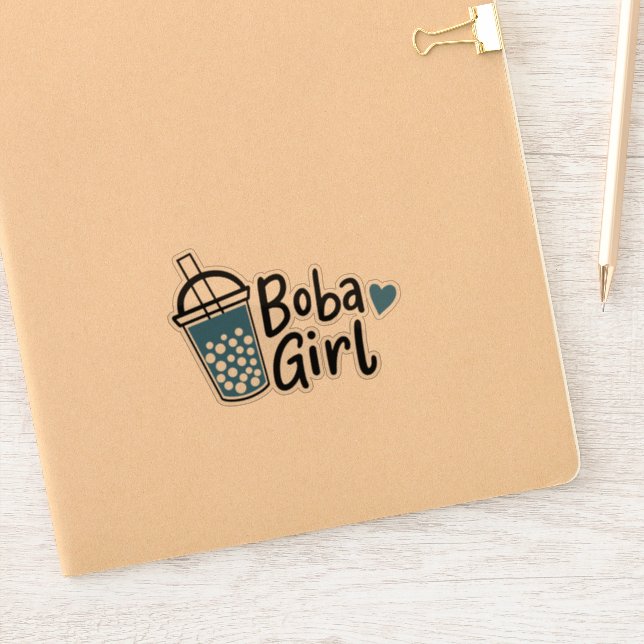 Boba Girl Bubble Tea Lover Blue Black Love Heart (Notebook)