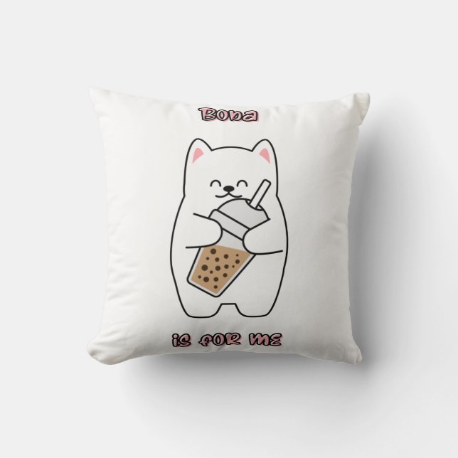 Boba Is For Me Throw Pillow (Front)