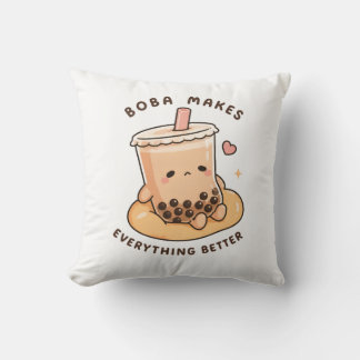Boba makes everything better throw pillow