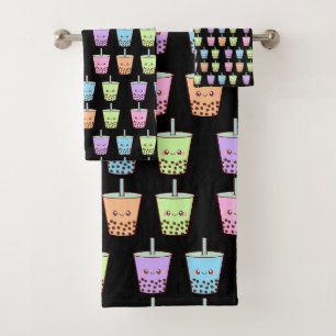 Boba Milk Tea Flavours Bath Towel Set