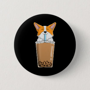 Boba Milk Tea Kawaii Corgi Puppy Japanese Anime St 2 Inch Round Button
