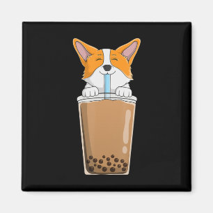 Boba Milk Tea Kawaii Corgi Puppy Japanese Anime St Magnet