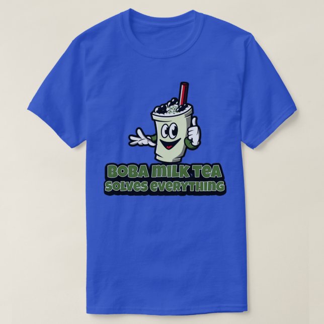 Boba Milk Tea Solves Everything Smiling Cup Face T-Shirt (Design Front)