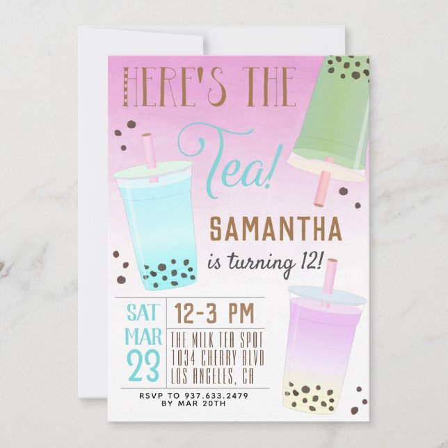 Boba Milk Thé Anniversaire Invitation (Devant)
