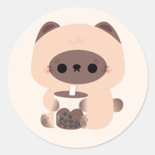 Boba Siamese Cat Classic Round Sticker