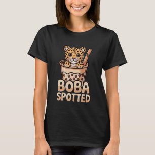Boba Spotted Funny Leopard Bubble Milk Tea Pun Kaw T-Shirt