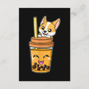 Boba Tapioca Pearls Bubble Milk Tea Drink Corgi Enclosure Card
