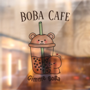 Boba Tea , Bubble milk tea Window Cling