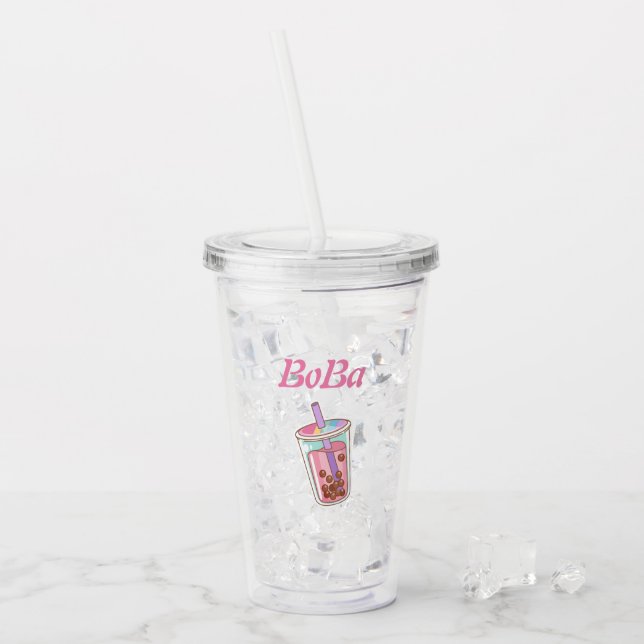 boba tea bubble tea  acrylic tumbler (Front Ice)