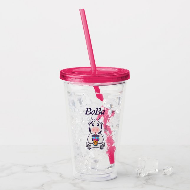 boba tea bubble tea acrylic tumbler (Front Ice)