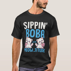 Boba Tea Cat Animal Lover Korean Milk Foodie Anime T-Shirt