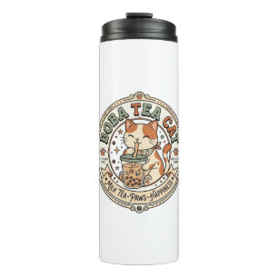 Boba Tea Cat Boba Tea Cat Vintage Vector Art Shirt Thermal Tumbler