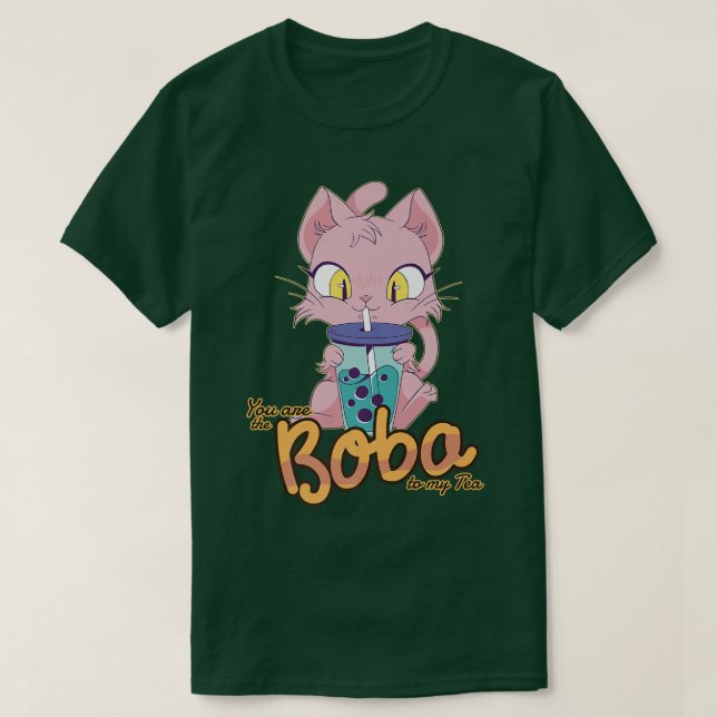 Boba Tea Cat Funny Bubble Tea  212 T-Shirt (Design Front)