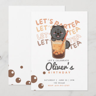 Boba Tea Chow Chow Dog Birthday Invitation