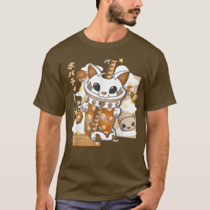 Boba Tea Cute Cat Bubble Tea Kawaii Anime Japanese T-Shirt
