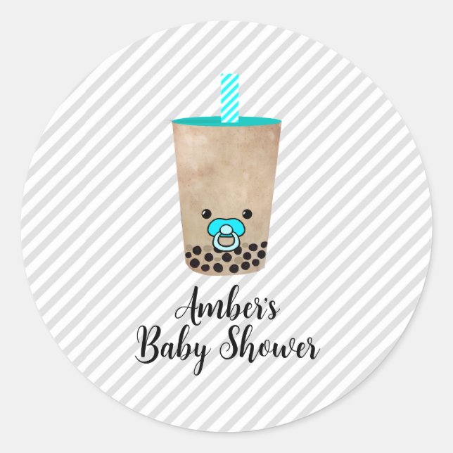 Boba Tea Inspired Customized Baby Shower Sticker (Front)
