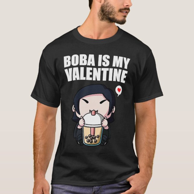 Boba Tea is My Valentine Vampire Anti Valentines D T-Shirt (Front)